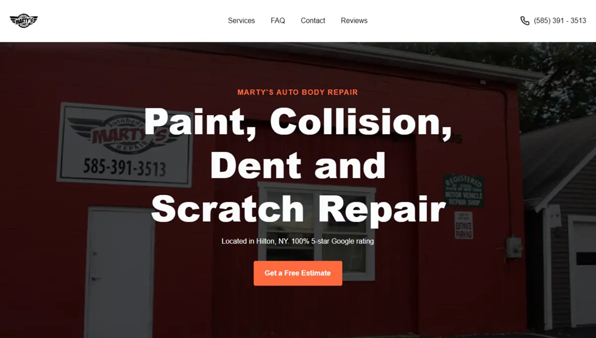 Marty's Auto Body website